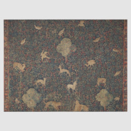 Allegorische millefleurs Bosbouw met dieren Tissuepapier