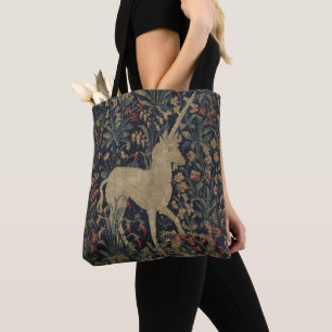 Allegorische "Millefleurs" Bosbouw met dieren Tote Bag