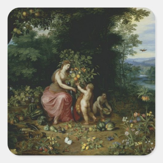 Allegory of Abundance Vierkante Sticker (Voorkant)