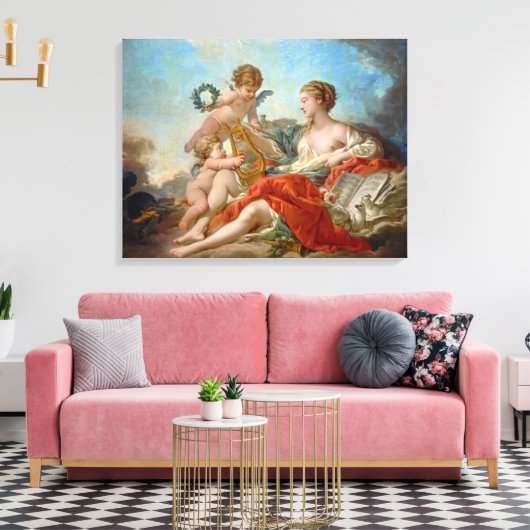 Allegory of Music van François Boucher Canvas Afdruk (Insitu (Woonkamer))