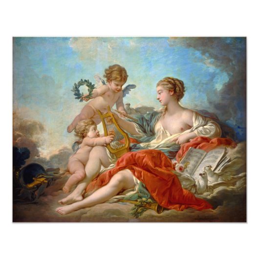 Allegory of Music van François Boucher Foto Afdruk (Voorkant)