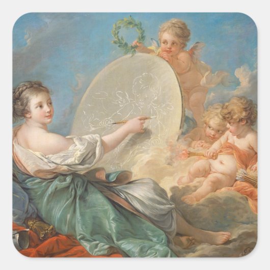 Allegory of Painting, 1765 (olie op doek) Vierkante Sticker (Voorkant)