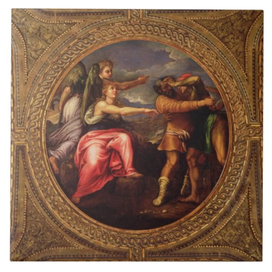 Allegory of Speed, Toil and Exercise, van het cei Tegeltje (Voorkant)