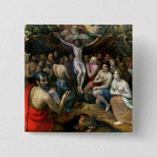 Allegory of the Trinity (olie op het paneel) Vierkante Button 5,1 Cm (Voorkant)