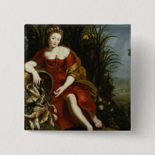 Allegory of Water Vierkante Button 5,1 Cm