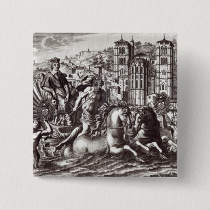 Allegory's viering vierkante button 5,1 cm