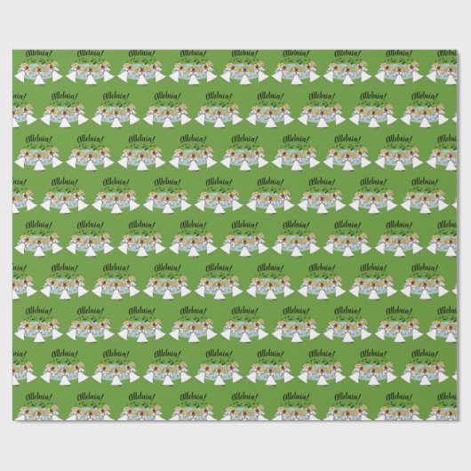 Alleluia! Cartoon Choir of Angels Christmas Cadeaupapier (Vlak)