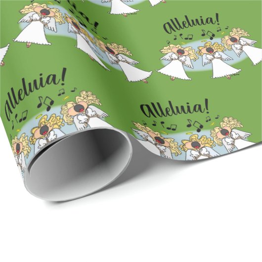 Alleluia! Cartoon Choir of Angels Christmas Cadeaupapier (Rol Hoek)
