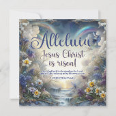 Alleluia Hij is opgestaan Waterverf Bloemen Pasen Feestdagenkaart (Voorkant)