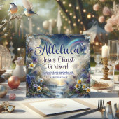 Alleluia Hij is opgestaan Waterverf Bloemen Pasen Feestdagenkaart