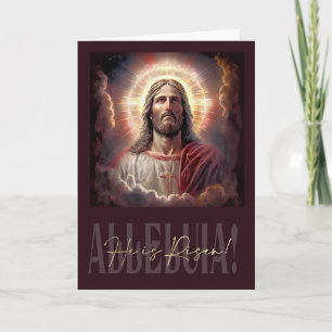Alleluia! Hoi is Risen. Jezus Christus schilder Feestdagen Kaart