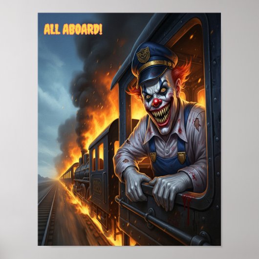 Allemaal aan boord! Evil Clown Train Engineer Poster (Voorkant)