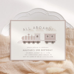 Allemaal aan boord! Meisjes Trein Verjaardagsfeest Kaart