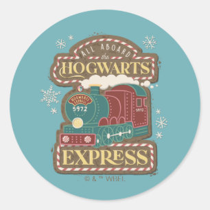 Allemaal aan boord van de HOGWARTS™ Express Kerstk Ronde Sticker