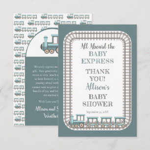 Allemaal aan boord van het Baby Express Boy Baby s Bedankkaart