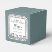 Allemaal aan boord van het Baby Express Train Boy  Bedankdoosjes (Achterkant)