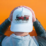 Allemaal aan boord van het Fun Train Baseball Pet<br><div class="desc">Deze witte trucker hoed toont een levendig afbeelding van een traditionele rode en zwarte stoomlocomotief,  samen met de leuke zin "All aboard the fun train; next stop: good times!". Het is een vrolijk en uniek accessoire dat ideaal is voor treinliefhebbers en mensen die op zoek zijn naar leuke momenten.</div>