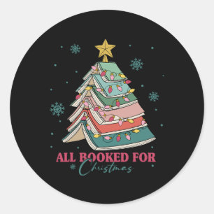 Allemaal geboekt voor kerstboek Kerstboom Licht Ronde Sticker