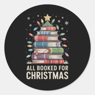 Allemaal geboekt voor kerstboek Kerstboom Vakantie Ronde Sticker
