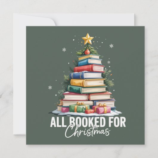 Allemaal geboekt voor kerstcadeau bibliothecaresse feestdagenkaart (Voorkant)