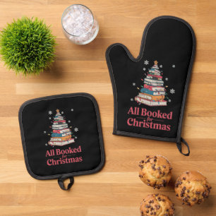 Allemaal geboekt voor Kerstmis Boek Boom Lichtjes Ovenwant & Pannenlap Set