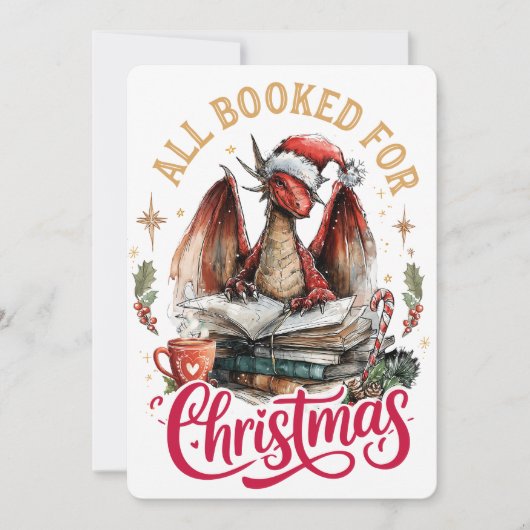 Allemaal geboekt voor Kerstmis Draak Feestdagenkaart (Voorkant)