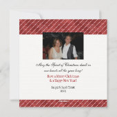 Allemaal in de knoop, sneeuwman met kerstboomlicht feestdagenkaart (Achterkant)