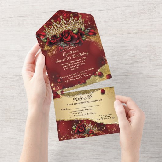 ALLEMAAL IN ÉÉN Sweet 16 Uitnodiging van de Gebeur (Afscheurbaar)