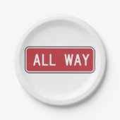 Allemaal klassiek rood verkeersbord papieren bordje (Voorkant)