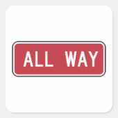 Allemaal klassiek rood verkeersbord vierkante sticker (Voorkant)