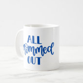 Allemaal opgefokt, blauw ontwerp koffiemok (Voorkant links)