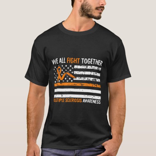 Allemaal samen vechten Multiple Sclerosis Flag Ame T-shirt (Voorkant)