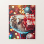 Allemaal verlichte kerst egel legpuzzel (Verticaal)
