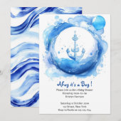 Allen aan boord van de Baby Joy: Nautical Shower Kaart (Voorkant / Achterkant)