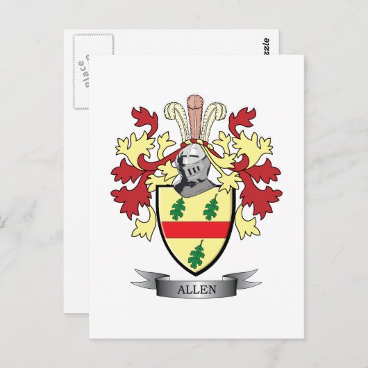 Allen Coat of Arms Briefkaart (Voorkant / Achterkant)