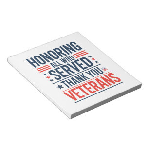 Allen die gediend hebben eren Dank u Veteranen Dag Notitieblok