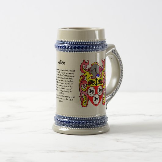 Allen Family Crest Stein Bierpul (Voorkant rechts)