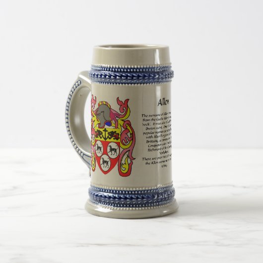 Allen Family Crest Stein Bierpul (Voorkant links)