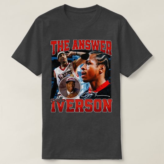 Allen Iverson Het antwoord basketbal handtekening T-shirt (Design voorkant)