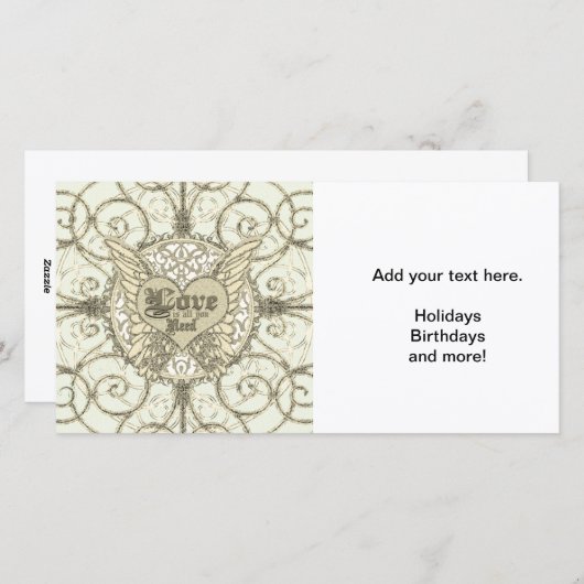 Allen u wenst is Liefde met de Vleugels & het Hart Feestdagenkaart (Voorkant / Achterkant)