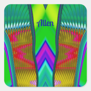ALLEN ~ veelkleurig 3D ~ Vierkante Sticker