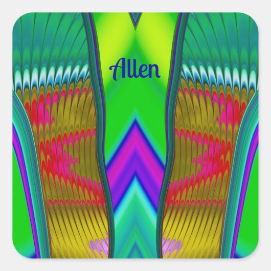 ALLEN ~ veelkleurig 3D ~ Vierkante Sticker (Voorkant)