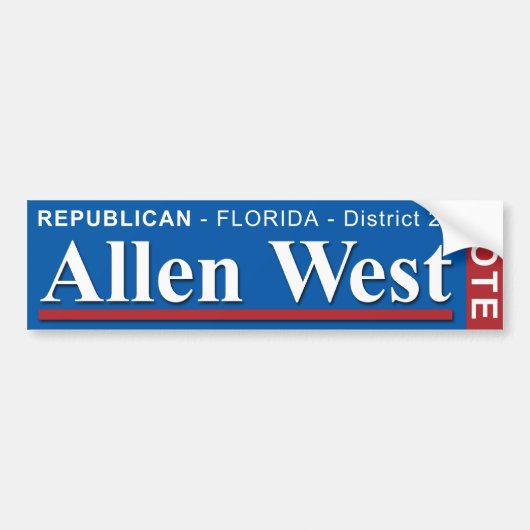 Allen West For US Congress 2010 Bumpersticker (Voorkant)