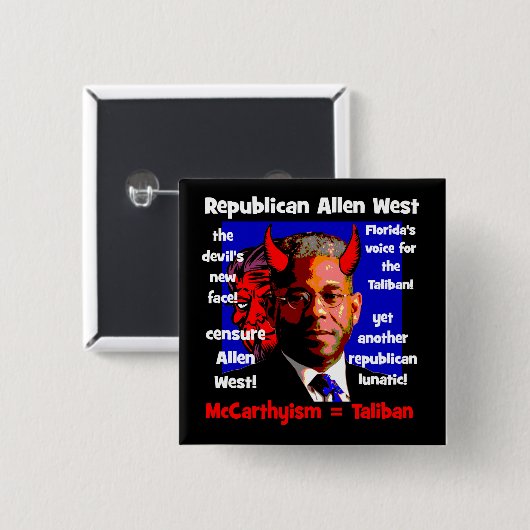 Allen West Vierkante Button 5,1 Cm (Voorkant /achterkant)