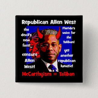 Allen West Vierkante Button 5,1 Cm