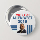 Allen West voor President 2016 Ronde Button 7,6 Cm (Voorkant /achterkant)