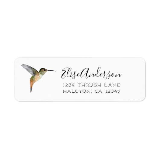 Allen's Hummingbird Return Address Label (Voorkant)