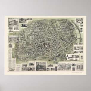Allentown, PA Panoramic Map - 1901 Poster