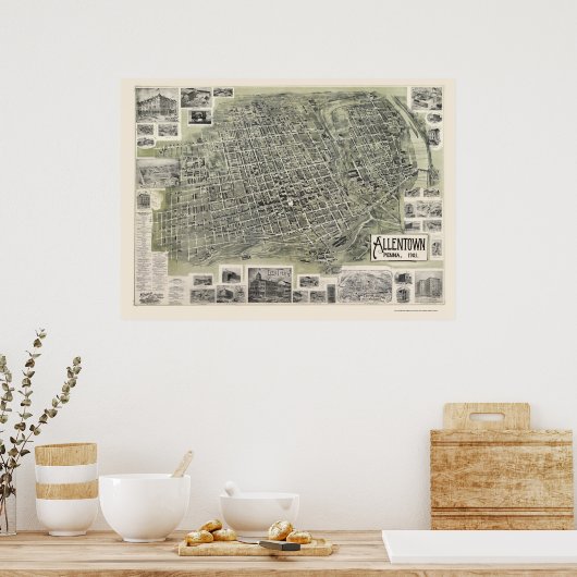 Allentown, PA Panoramic Map - 1901 Poster (Keuken)