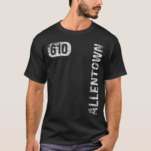 Allentown Pennsylvania 610 Area Code  Retro T-shirt (Voorkant)